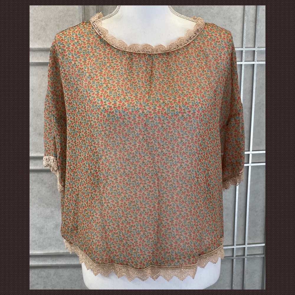 Flora Sheer Lace Top, Sz s